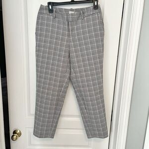 A New Day Plaid Academia Mid Rise Crop Stretch Straight Leg Pocket Trouser Pant